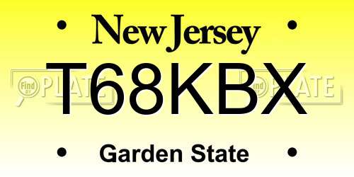 T68KBX New Jersey License Plate