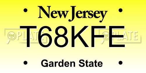 T68KFE New Jersey License Plate