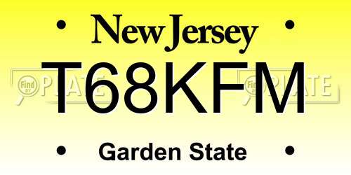T68KFM New Jersey License Plate