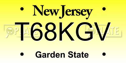 T68KGV New Jersey License Plate
