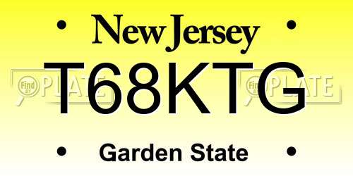 T68KTG New Jersey License Plate