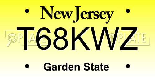 T68KWZ New Jersey License Plate