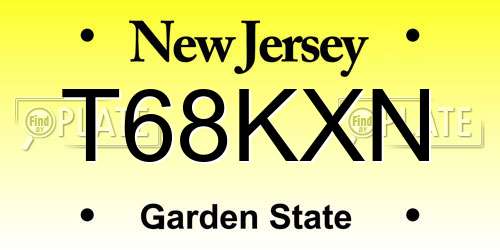 T68KXN New Jersey License Plate