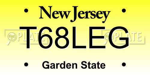 T68LEG New Jersey License Plate
