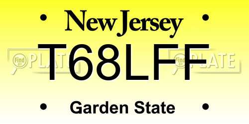 T68LFF New Jersey License Plate