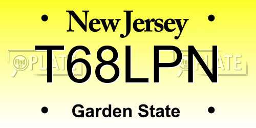 T68LPN New Jersey License Plate