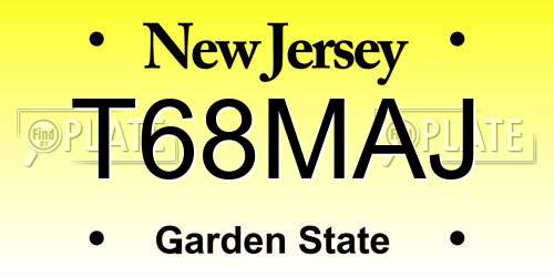 T68MAJ New Jersey License Plate