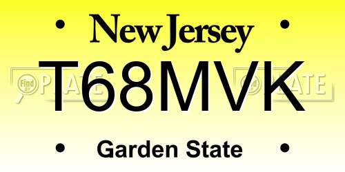 T68MVK New Jersey License Plate