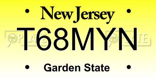 T68MYN New Jersey License Plate