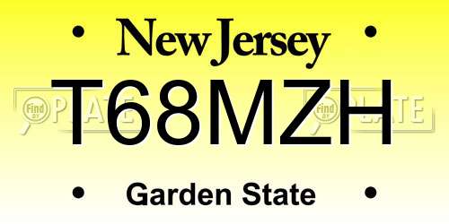 T68MZH New Jersey License Plate