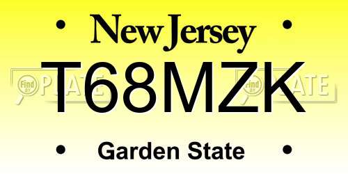 T68MZK New Jersey License Plate