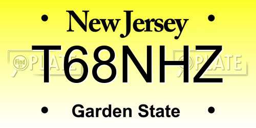 T68NHZ New Jersey License Plate