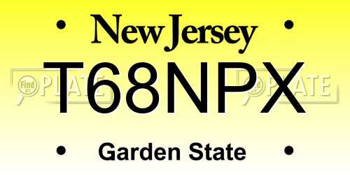 T68NPX New Jersey License Plate