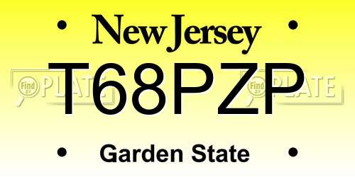 T68PZP New Jersey License Plate