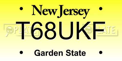 T68UKF New Jersey License Plate