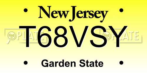 T68VSY New Jersey License Plate
