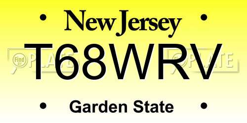 T68WRV New Jersey License Plate