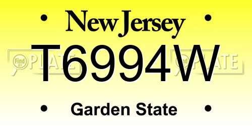 T6994W New Jersey License Plate