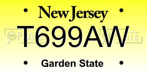 T699AW New Jersey License Plate