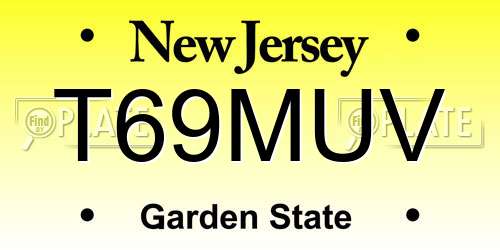 T69MUV New Jersey License Plate