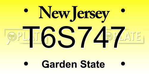 T6S747 New Jersey License Plate