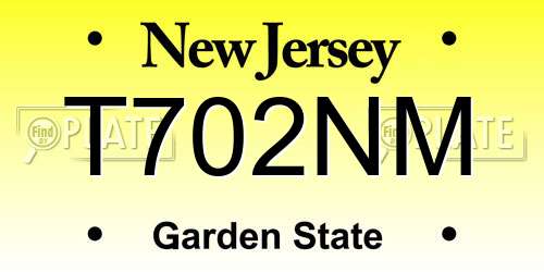 T702NM New Jersey License Plate