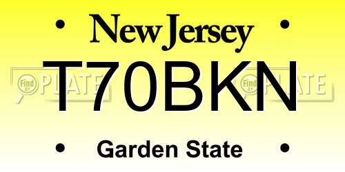 T70BKN New Jersey License Plate