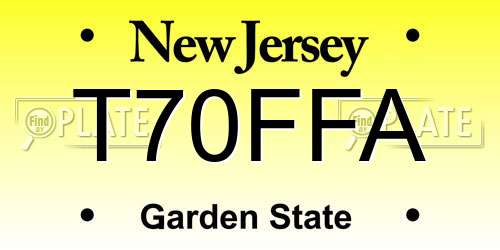 T70FFA New Jersey License Plate