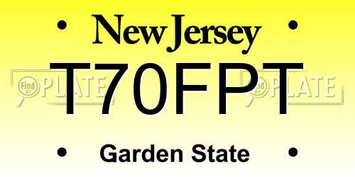 T70FPT New Jersey License Plate