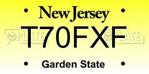 T70FXF New Jersey License Plate
