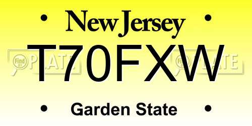 T70FXW New Jersey License Plate