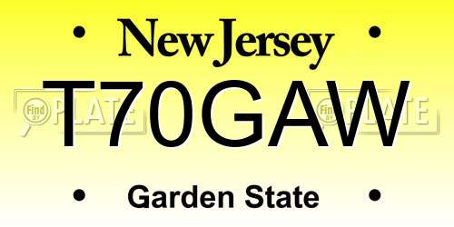 T70GAW New Jersey License Plate