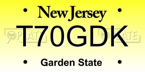 T70GDK New Jersey License Plate