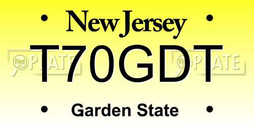 T70GDT New Jersey License Plate