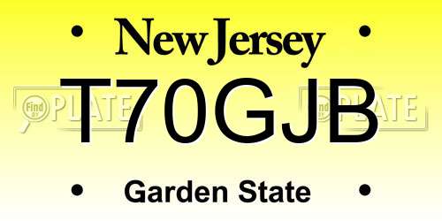T70GJB New Jersey License Plate