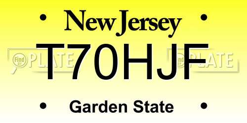 T70HJF New Jersey License Plate