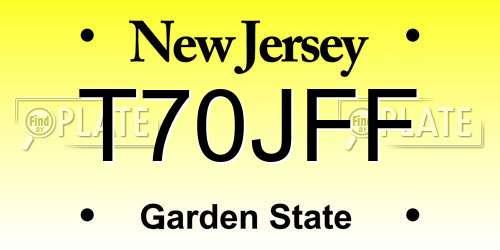 T70JFF New Jersey License Plate