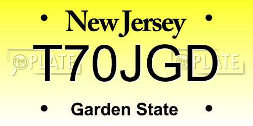 T70JGD New Jersey License Plate