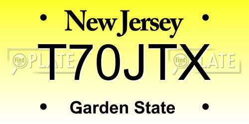 T70JTX New Jersey License Plate