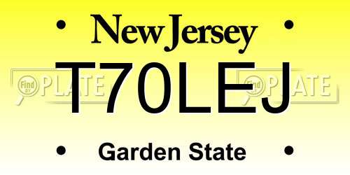 T70LEJ New Jersey License Plate