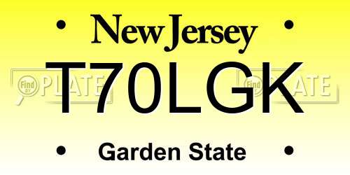 T70LGK New Jersey License Plate