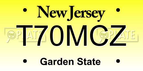 T70MCZ New Jersey License Plate
