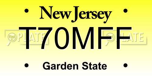 T70MFF New Jersey License Plate