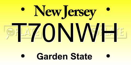 T70NWH New Jersey License Plate