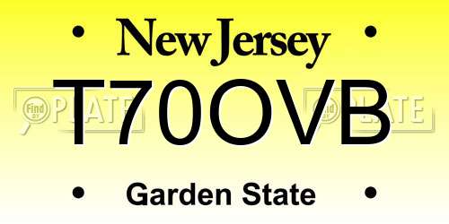 T70OVB New Jersey License Plate