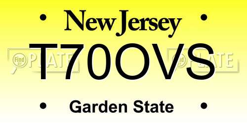 T70OVS New Jersey License Plate