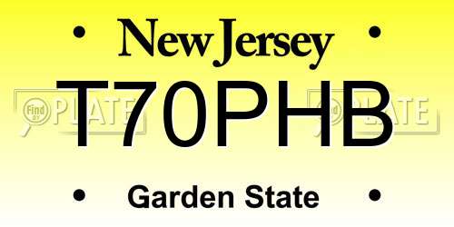 T70PHB New Jersey License Plate