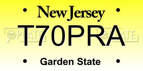 T70PRA New Jersey License Plate