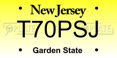 T70PSJ New Jersey License Plate