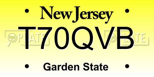 T70QVB New Jersey License Plate